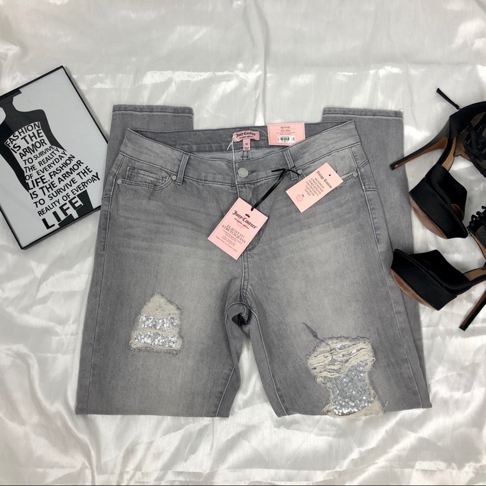 Grey Juicy Couture Skinny Mid Rise Jeans Size 10, No Tags, Like New